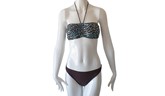 Brown Animal Print Two Piece Swimwear, Bikini